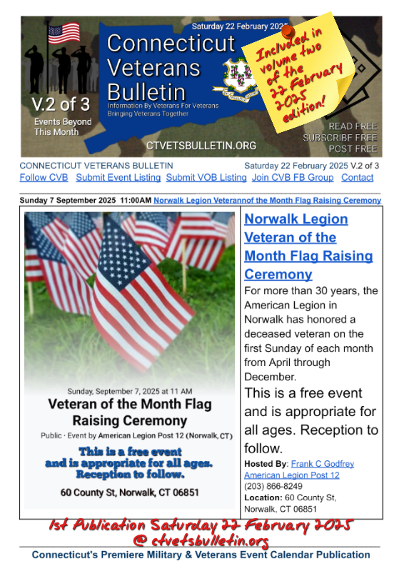 Norwalk Legion Veteran of the Month Flag Raising Ceremony