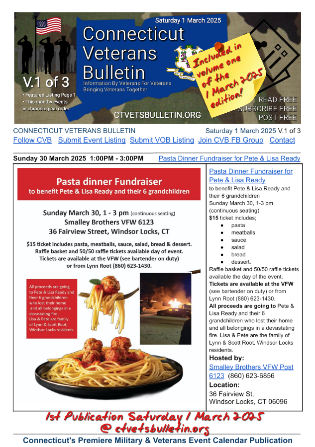 Pasta Dinner Fundraiser for Pete & Lisa Ready