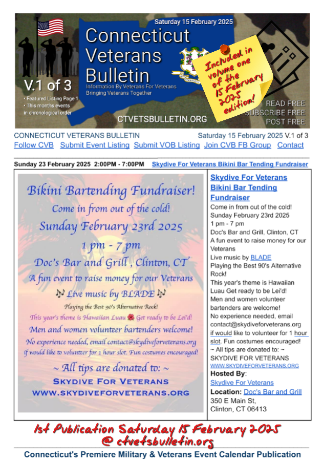 Skydive For Veterans Bikini Bar Tending Fundraiser