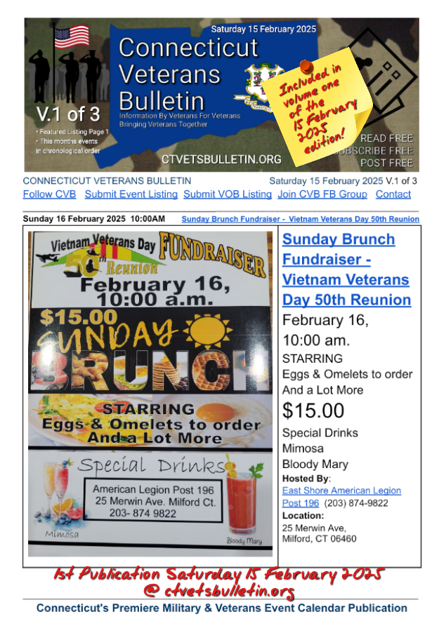 Sunday Brunch Fundraiser - Vietnam Veterans Day 50th Reunion