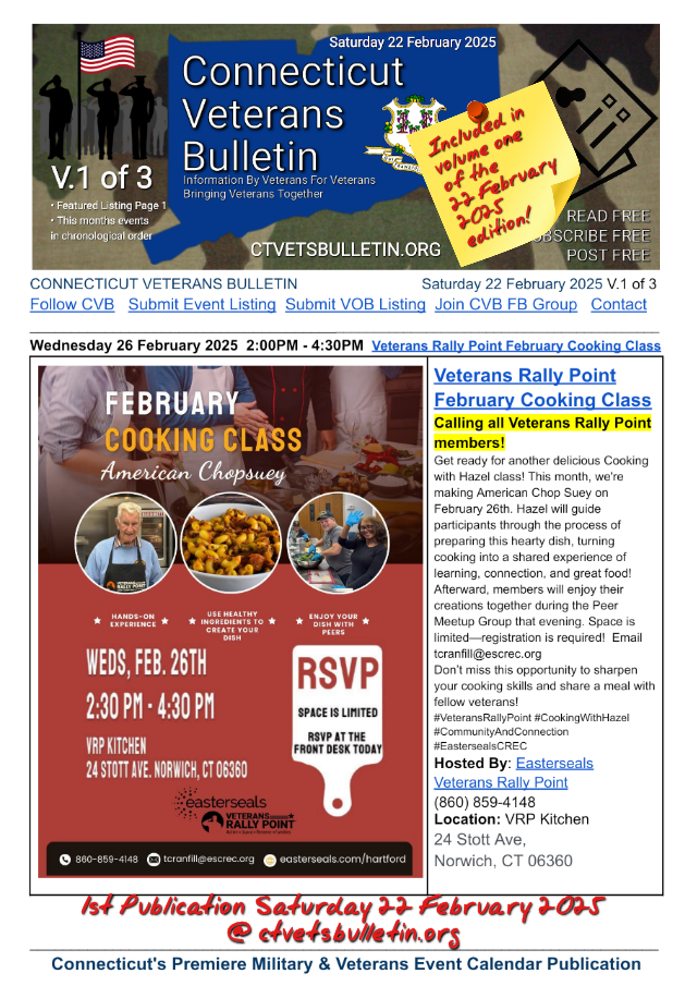 Veterans Rally Point February Cooking Class