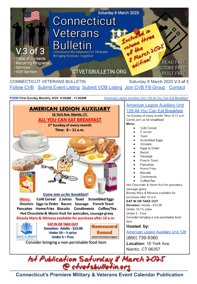 American Legion Auxiliary Unit 128 All You Can Eat Breakfast