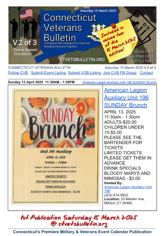American Legion Auxiliary Unit 196 SUNDAY Brunch