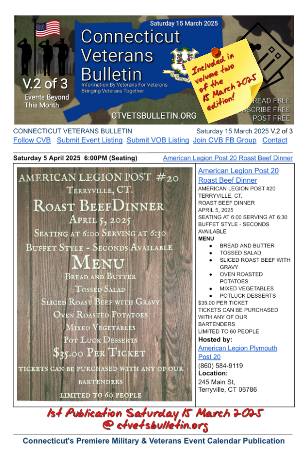 American Legion Post 20 Roast Beef Dinner