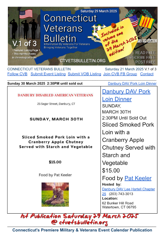 Danbury DAV Pork Loin Dinner