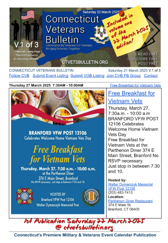 Free Breakfast for Vietnam Vets