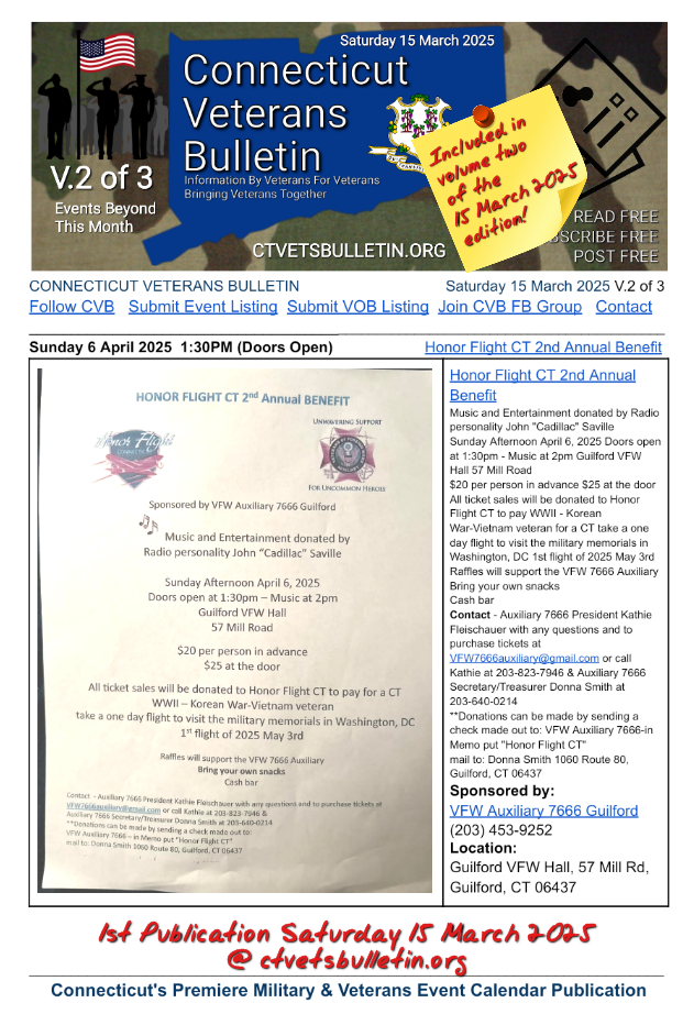 Honor Flight CT 2nd Annual Benefit