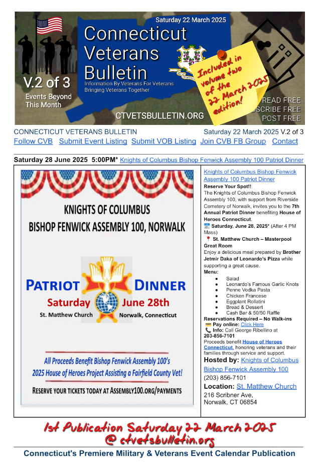 Knights of Columbus Bishop Fenwick Assembly 100 Patriot Dinner
