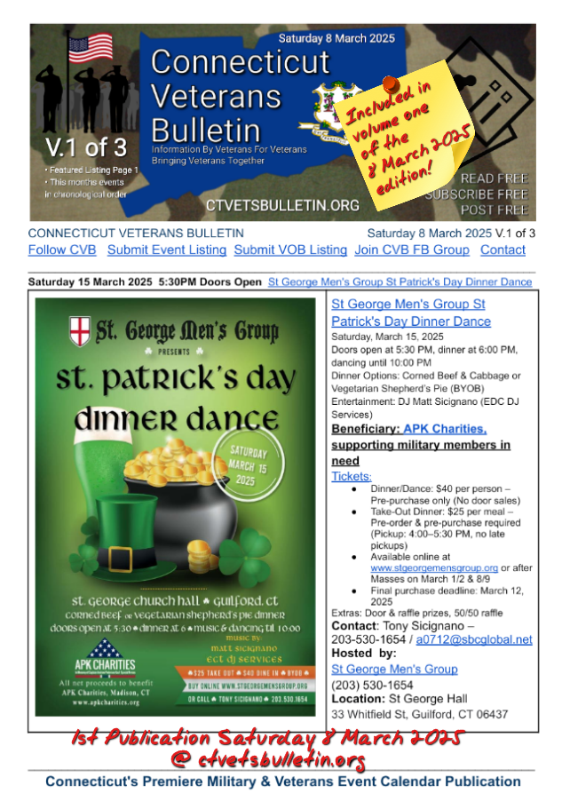 St George Men's Group St Patrick's Day Dinner Dance