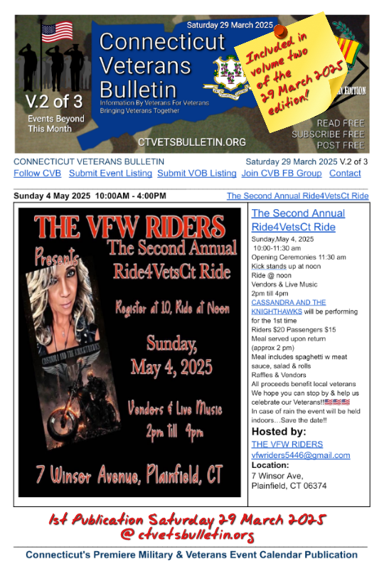 The Second Annual Ride4VetsCt Ride