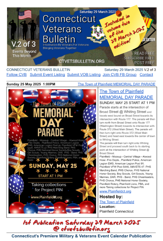 The Town of Plainfield MEMORIAL DAY PARADE