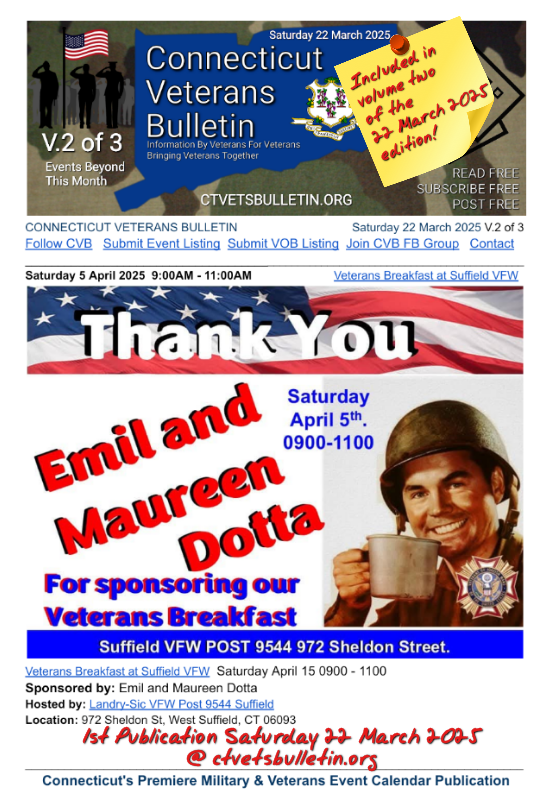 Veterans Breakfast at Suffield VFW