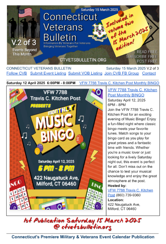 VFW 7788 Travis C. Kitchen Post Monthly BINGO