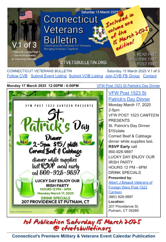 VFW Post 1523 St Patrick's Day Dinner