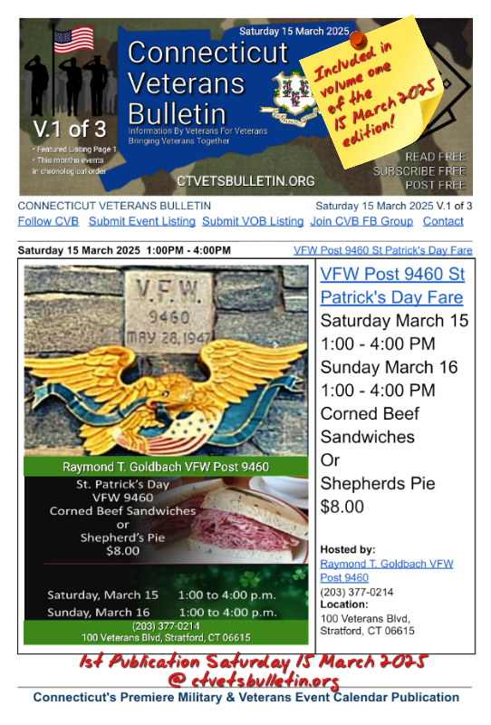 VFW Post 9460 St Patrick's Day Fare