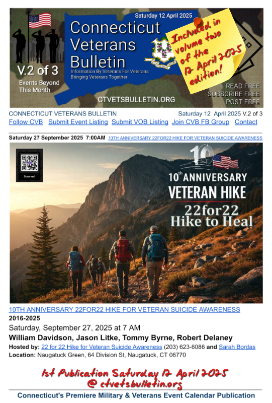 10TH ANNIVERSARY 22FOR22 HIKE FOR VETERAN SUICIDE AWARENESS