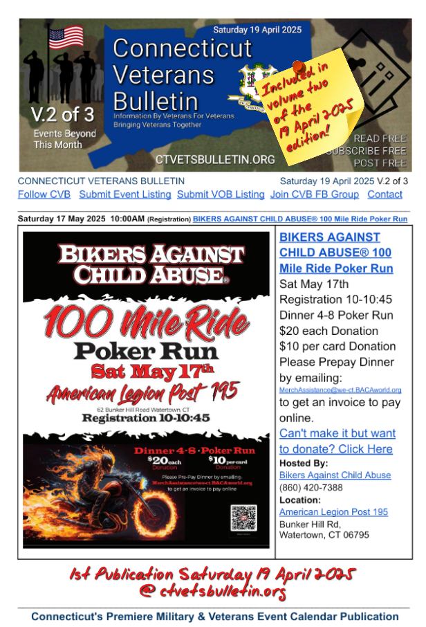 BIKERS AGAINST CHILD ABUSE® 100 Mile Ride Poker Run