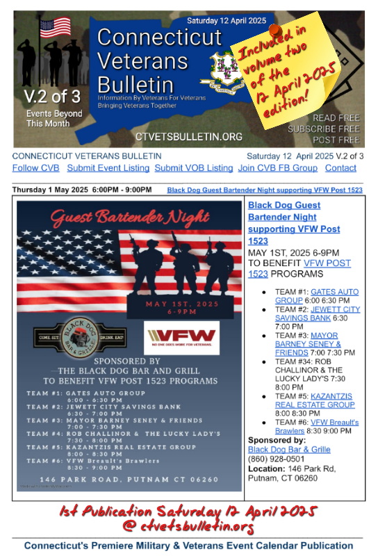 Black Dog Guest Bartender Night supporting VFW Post 1523