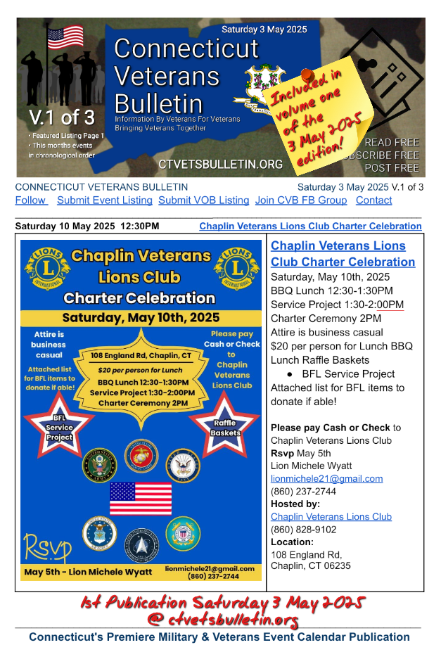 Chaplin Veterans Lions Club Charter Celebration