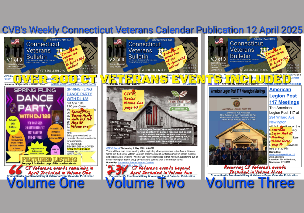CVB's Weekly Connecticut Veterans Calendar Publication 12 April 2025