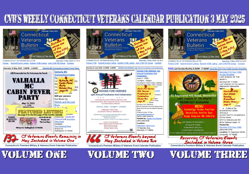 CVB's Weekly Connecticut Veterans Calendar Publication 3 May 2025