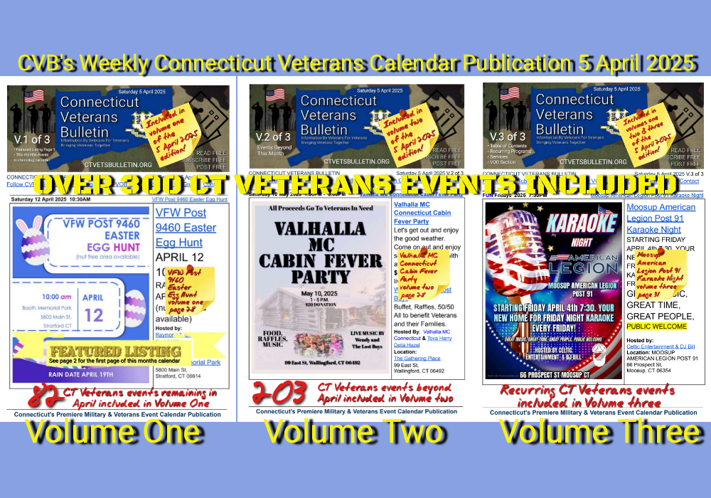 CVB's Weekly Connecticut Veterans Calendar Publication 5 April 2025