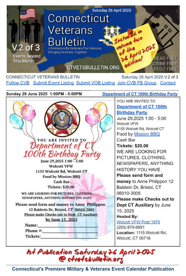 Department of CT 100th Birthday Party