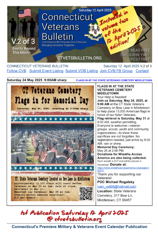 FLAGS IN AT THE STATE VETERANS CEMETERY MIDDLETOWN