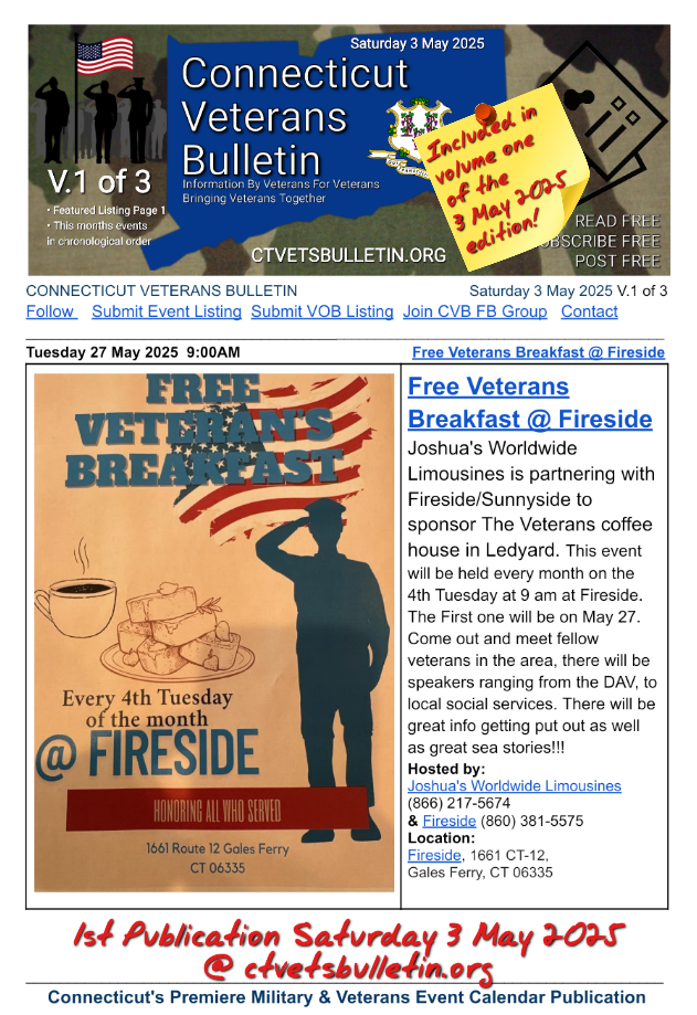 Free Veterans Breakfast @ Fireside