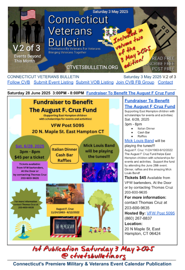 Fundraiser To Benefit The August F Cruz Fund