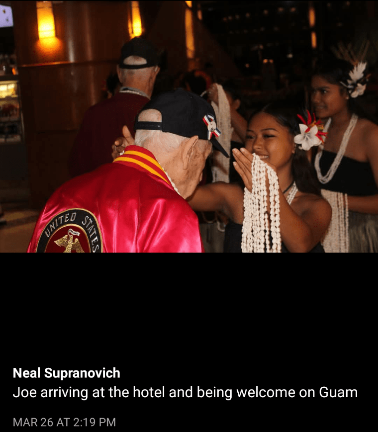 Joe arriving at the hotel and being welcome on Guam