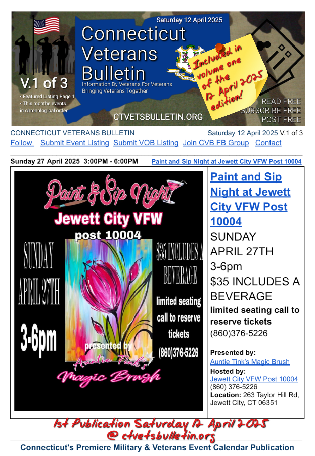 Paint and Sip Night at Jewett City VFW Post 10004