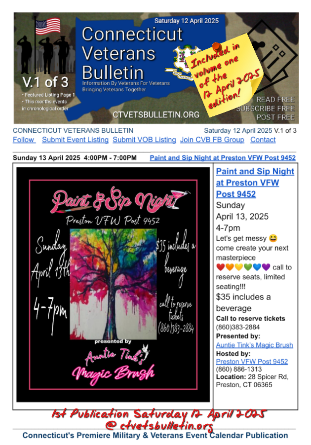 Paint and Sip Night at Preston VFW Post 9452