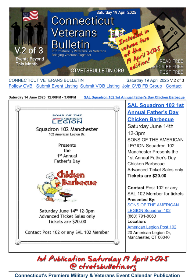 SAL Squadron 102 1st Annual Father's Day Chicken Barbecue