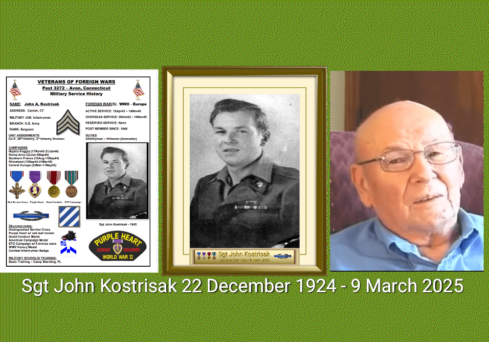 Sgt John Kostrisak 22 December 1924 - 9 March 2025 featured