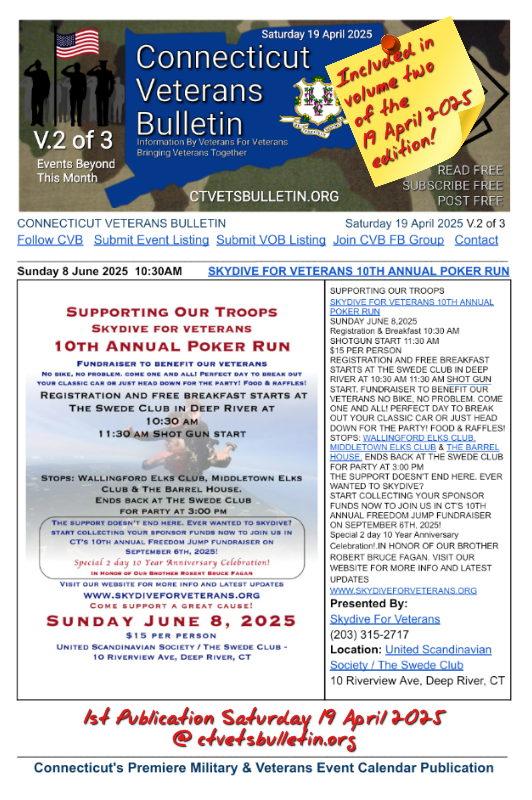 SKYDIVE FOR VETERANS 10TH ANNUAL POKER RUN