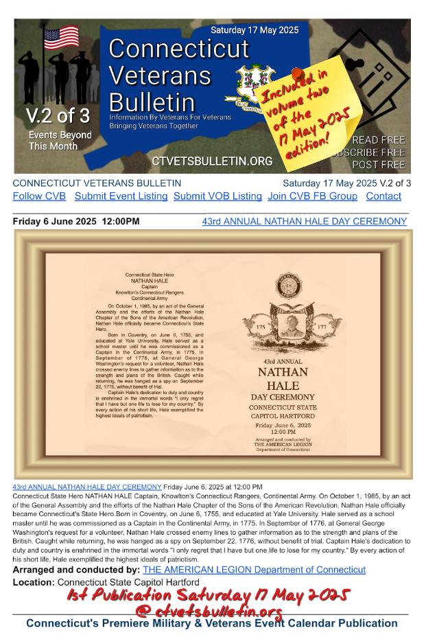 43rd ANNUAL NATHAN HALE DAY CEREMONY