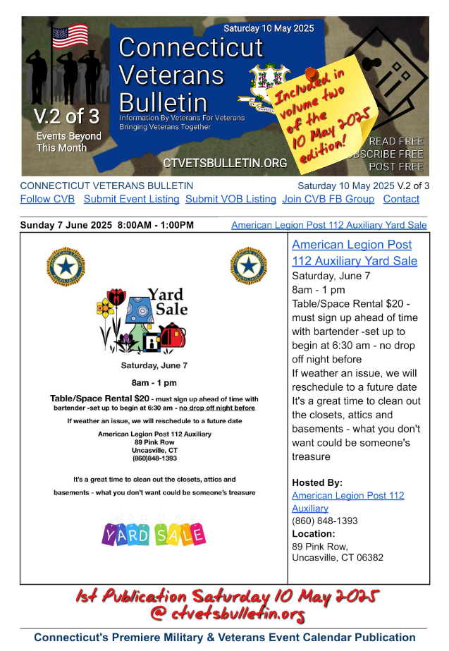 American Legion Post 112 Auxiliary Yard Sale