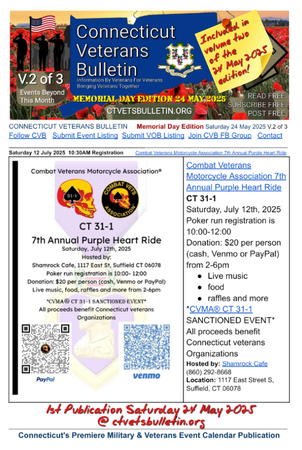 Combat Veterans Motorcycle Association 7th Annual Purple Heart Ride