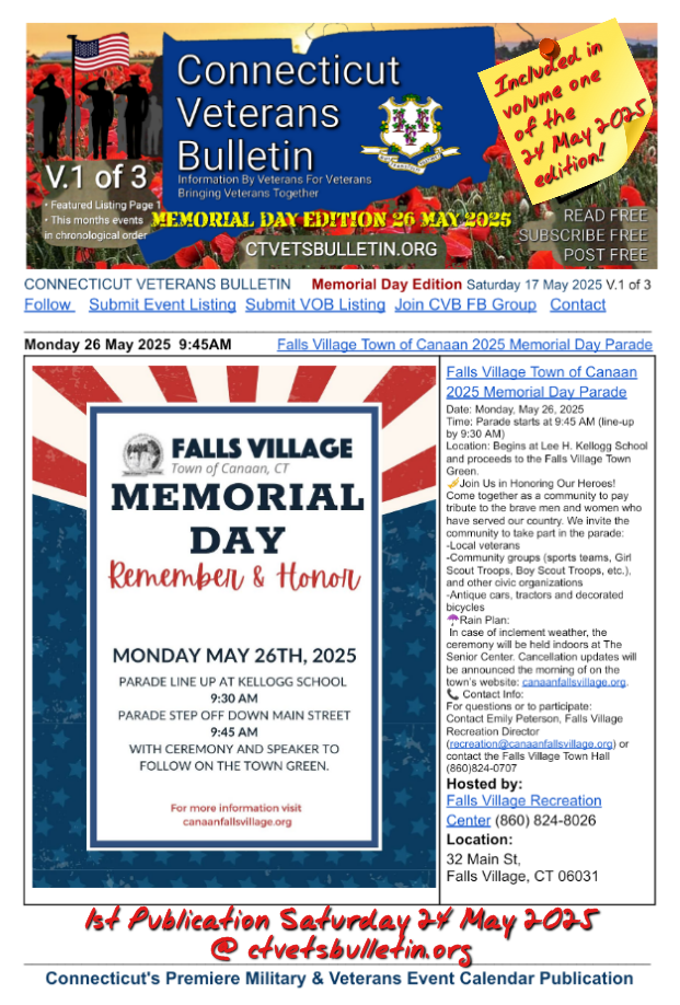 Falls Village Town of Canaan 2025 Memorial Day Parade