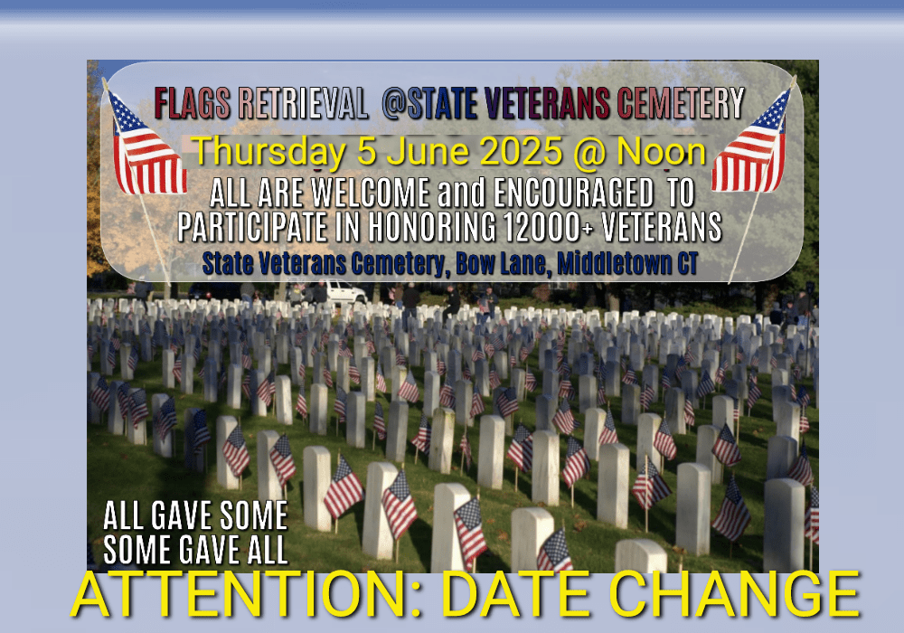 Flags Retrieval Memorial Day State Veterans Cemetery Middletown June 5 2025 12PM