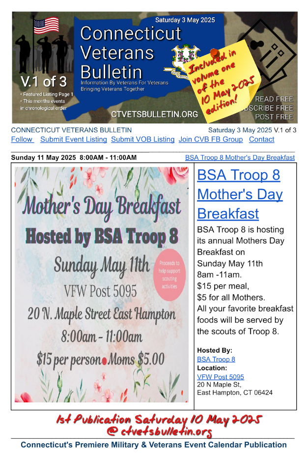 BSA Troop 8 Mother's Day Breakfast
