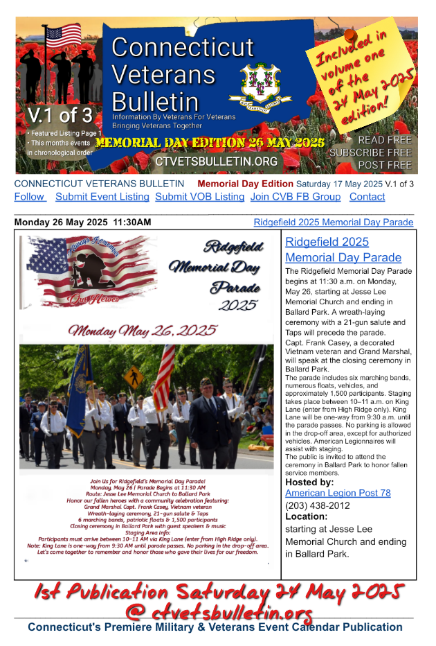 Ridgefield 2025 Memorial Day Parade