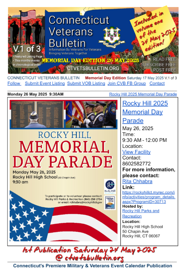 Rocky Hill 2025 Memorial Day Parade