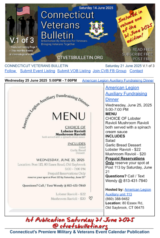 American Legion Auxiliary Fundraising Dinner