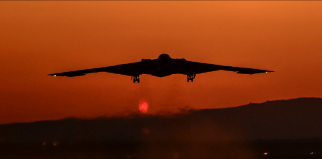 B‑2 Spirit Stealth Bomber (twilight silhouette)