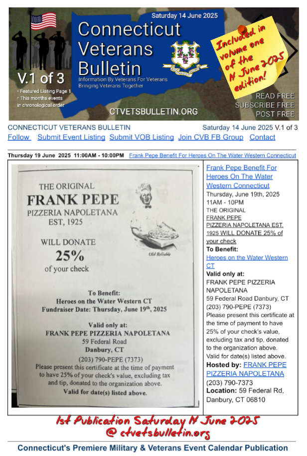 Frank Pepe Benefit For Heroes On The Water Western Connecticut