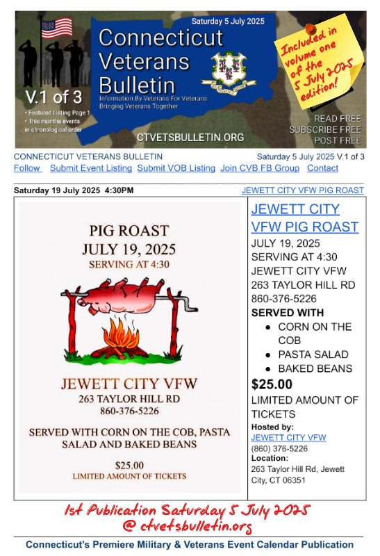 JEWETT CITY VFW PIG ROAST