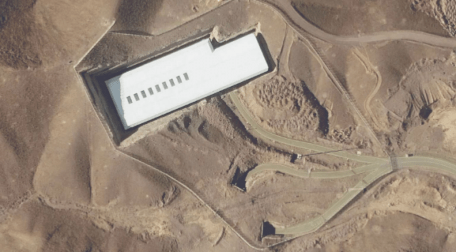 Satellite view of Fordow from Euronews-Maxar — clearly shows bunker entrances and facility layout in the mountainous terrain