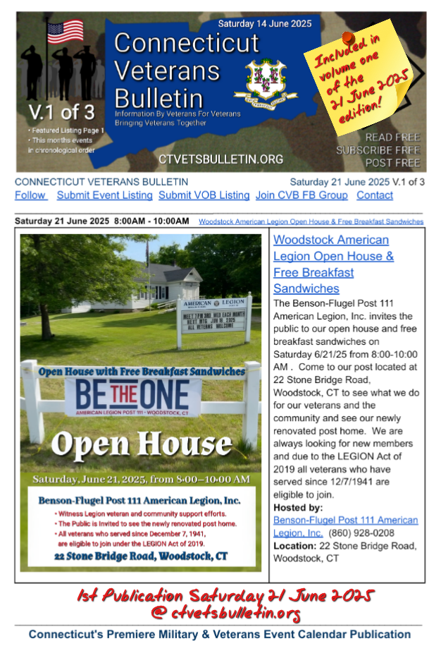 Woodstock American Legion Open House & Free Breakfast Sandwiches